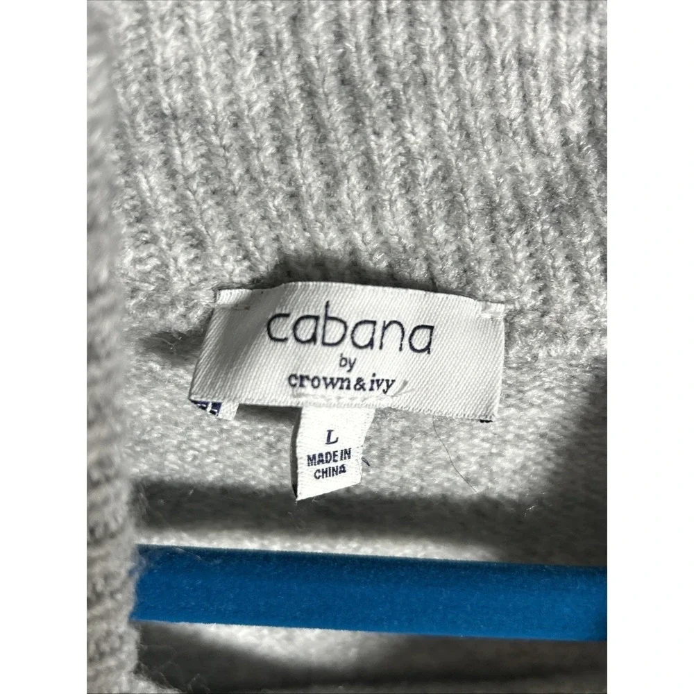 Cabana By Crown & Ivy Grey Star High Neck Tunic Sweater Size Large
